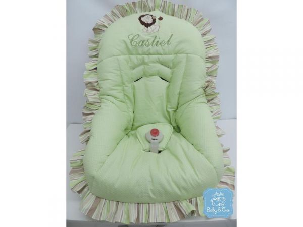 Capa bebê conforto verde e bege